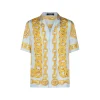LIGHT BLUE AND GOLD-TONE SILK SHIRT