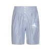 LIGHT BLUE AND WHITE COTTON SHORTS