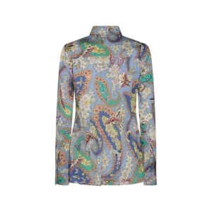 LIGHT BLUE MULTICOLOUR COTTON BLEND SHIRT