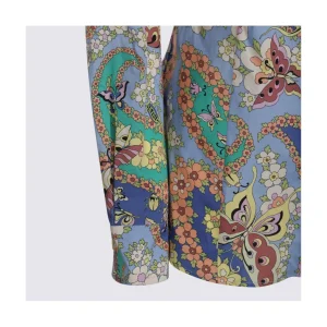 LIGHT BLUE MULTICOLOUR COTTON BLEND SHIRT