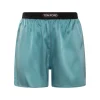 LIGHT BLUE SILK SHORTS