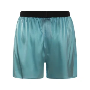 LIGHT BLUE SILK SHORTS
