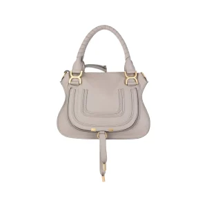 LIGHT GREY MARCIE LEATHER TOP HANDLE BAG