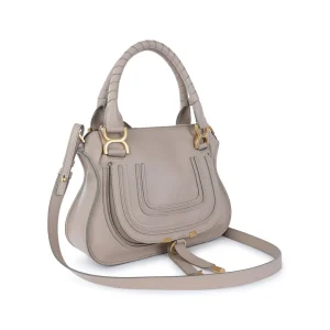 LIGHT GREY MARCIE LEATHER TOP HANDLE BAG