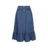 MID BLUE COTTON BLEND DENIM SKIRT