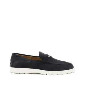 NAVY BLUE LEATHER LOAFERS