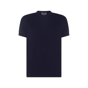 NAVY BLUE VISCOSE BLEND T-SHIRT