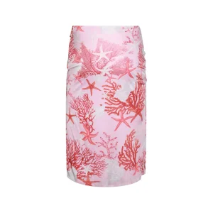 PINK AND WHTE VISCOSE SKIRT