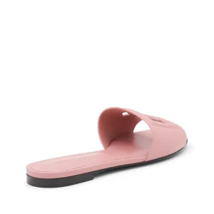 PINK LEATHER DG MILLENNIALS SLIDES