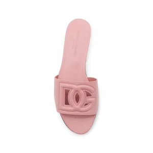 PINK LEATHER DG MILLENNIALS SLIDES