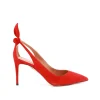 RED SUEDE BOX TIE PUMPS