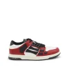 RED, WHITE AND BLACK LEATHER SNAKE SKEL SNEAKERS
