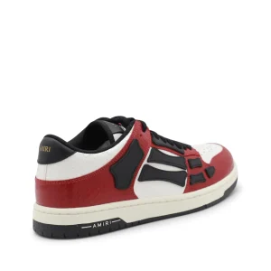 RED, WHITE AND BLACK LEATHER SNAKE SKEL SNEAKERS