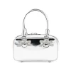SILVER LEATHER TOP HANDLE BAG