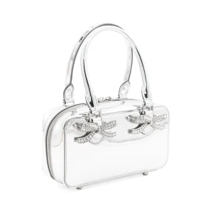 SILVER LEATHER TOP HANDLE BAG