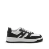 WHITE AND BLACK LEATHER SNEAKERS