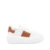 WHITE AND BROWN LEATHER SNEAKERS