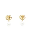 WHITE AND GOLD BRASS EARRINGS