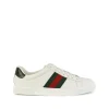 WHITE AND GREEN LEATHER SNEAKERS