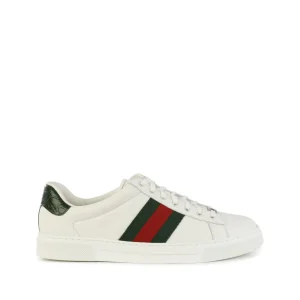 WHITE AND GREEN LEATHER SNEAKERS