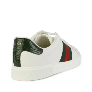 WHITE AND GREEN LEATHER SNEAKERS