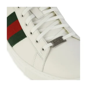 WHITE AND GREEN LEATHER SNEAKERS