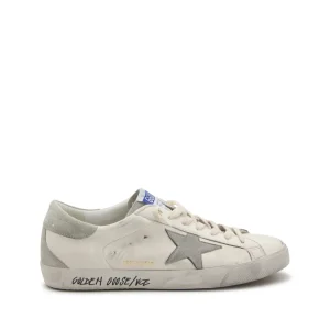WHITE AND GREY LEATHER SNEAKERS