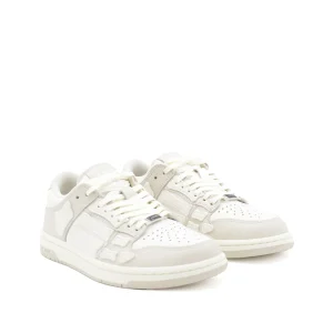 WHITE AND GREY LEATHER SNEAKERS