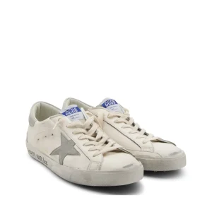 WHITE AND GREY LEATHER SNEAKERS