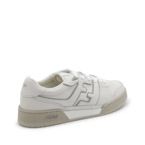 WHITE AND GREY LEATHER SNEAKERS