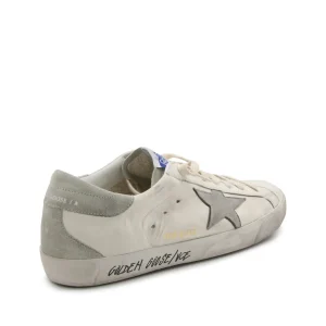 WHITE AND GREY LEATHER SNEAKERS