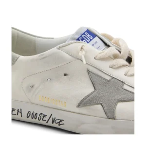 WHITE AND GREY LEATHER SNEAKERS