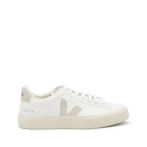 WHITE AND NATURAL FAUX LEATHER CAMPO SNEAKERS