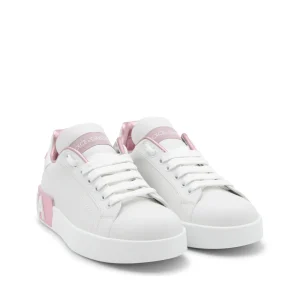 WHITE AND PINK LEATHER SNEAKERS