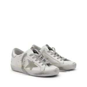 WHITE AND SILVER LEATHER SNEAKERS