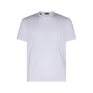 WHITE COTTON BLEND T-SHIRT