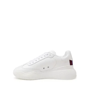WHITE FAUX LEATHER LOOP SNEAKERS
