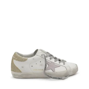 WHITE ICE AND GOLD LEATHER SUPER-STAR SNEAKERS
