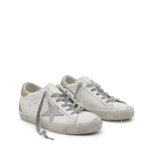 WHITE ICE AND GOLD LEATHER SUPER-STAR SNEAKERS