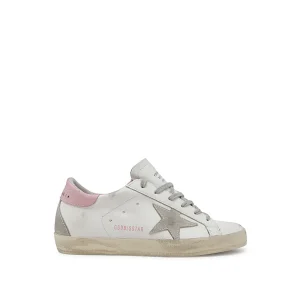 WHITE ICE AND PINK LEATHER SUPER STAR SNEAKERS