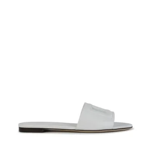 WHITE LEATHER DG MILLENNIALS SLIDES