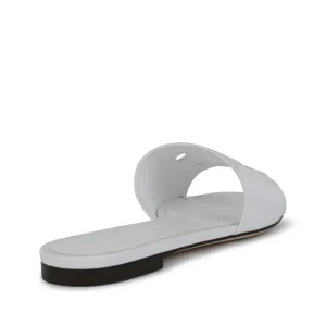 WHITE LEATHER DG MILLENNIALS SLIDES
