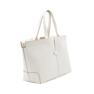 WHITE LEATHER TOP HANDLE BAG