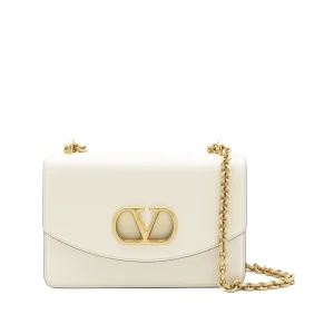WHITE LEATHER VAIN SHOULDER BAG