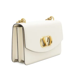 WHITE LEATHER VAIN SHOULDER BAG