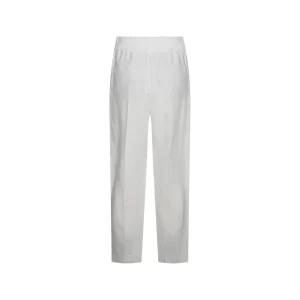 WHITE LINEN VISCOSE BLEND PANTS